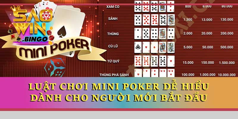 Luật chơi Mini Poker dễ hiểu dành cho người mới bắt đầu